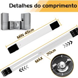 Suporte Carrinho Base Rodinhas Ajustável Geladeira Armário Máquina Lavar Móveis Reforçado Lava-louça - 3