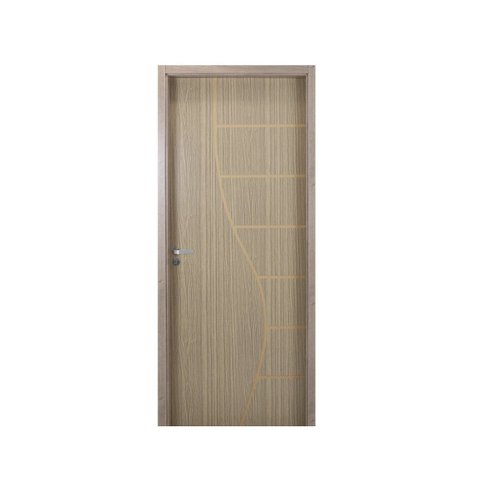 Kit Porta de Madeira Decorada 215x74cm com Batente de MDF Ultra 10cm Cantareira MGM Marrom/Carvalho