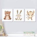 Ver imagem 2 de Kit 3 Quadros Infantis Animais Minimalistas 24x18cm:moldura Preta