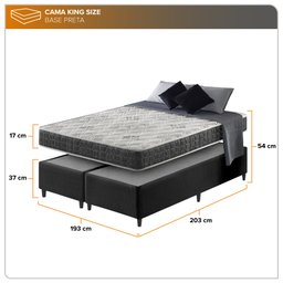 Cama Box King Size Preto + Colchão San Francisco Ortopédico Espuma D33 193x203x54cm - 3