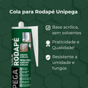 Ver imagem 2 de Cola para Rodapé 280ml Unipega Adesivo Acrílico Pvc Mdf