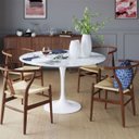 Ver imagem 4 de Mesa de Jantar Tulipa Saarinen Redonda 140 Cm Mármore Carrara Base Branca Linn Design Mesa de Jantar