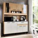 Ver imagem 1 de Kit Cozinha 120cm com Balcão e Aéreo Ripado Coral Off White
