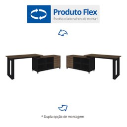 Escrivaninha Industrial para Escritório e Home Office em L 3 Gavetas 4 Nichos Home Office  - 16