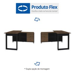 Escrivaninha Industrial para Escritório e Home Office em L 3 Gavetas 4 Nichos Home Office  - 17