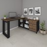 Escrivaninha Industrial Mesa Escritório e Home Office em L 3 Gavetas 4 Nichos Home Office - 2