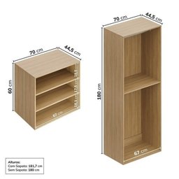 Guarda-Roupa 2 Módulos 4 Portas 3 Prateleiras Frame CabeCasa MadeiraMadeira - 6
