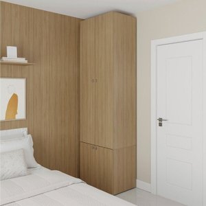 Guarda-Roupa 2 Módulos 4 Portas 3 Prateleiras Frame CabeCasa MadeiraMadeira