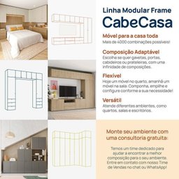Guarda-Roupa 2 Módulos 4 Portas 3 Prateleiras Frame CabeCasa MadeiraMadeira - 3