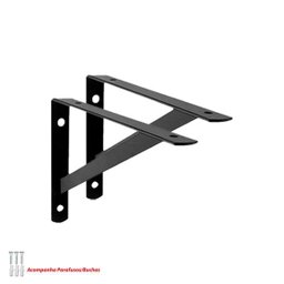 Kit 2 Peças Suporte Mão Francesa Forte, para Prateleira de 50cm - Preta - 1