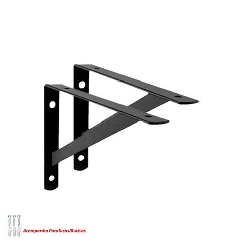 Kit 2 Peças Suporte Mão Francesa Forte, para Prateleira de 50cm - Preta