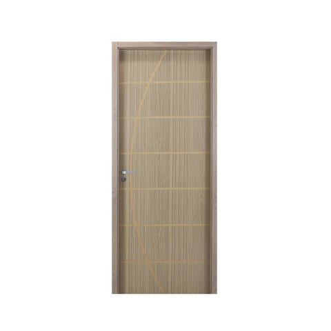 Kit Porta de Madeira Decorada 215x74cm com Batente de MDF Ultra 10cm Neblina MGM Marrom/Carvalho Alp