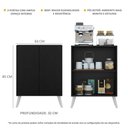 Ver imagem 4 de Aparador Buffet 2 Portas Retrô Veneza Multimóveis V3609 Preto/Branco