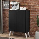 Ver imagem 3 de Aparador Buffet 2 Portas Retrô Veneza Multimóveis V3609 Preto/Branco