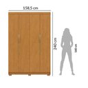 Ver imagem 3 de Guarda-Roupa Solteiro Monza 4 Portas 3 Gavetas 100% MDF Marrom/Cerejeira