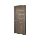 Ver imagem 2 de Kit Porta de Madeira Decorada 215x64cm com Batente de MDF Ultra 10cm Cantareira MGM Marrom/Carvalho