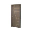Ver imagem 2 de Kit Porta de Madeira Decorada 215x74cm com Batente de MDF Ultra 10cm Cantareira MGM Marrom/Carvalho
