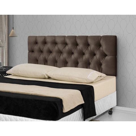 Cabeceira de Cama Estofada Casal 140cm Capitone Marrom- Rede Móveis