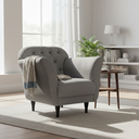 Ver imagem 1 de Poltrona Decorativa Dália Linho Cinza Pés Madeira Mz Decor