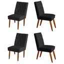 Ver imagem 1 de Jogo 04 Cadeiras de Jantar Estofada Cozinha Paris Suede Preto Eli Móveis