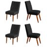 Jogo 04 Cadeiras de Jantar Estofada Cozinha Paris Suede Preto Eli Móveis - 1