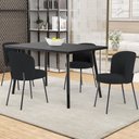 Ver imagem 2 de Kit 5 Cadeiras Sala de Jantar Estofada Gavi L02 Bouclê Preto - Lyam Decor