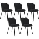 Ver imagem 1 de Kit 5 Cadeiras Sala de Jantar Estofada Gavi L02 Bouclê Preto - Lyam Decor