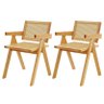 Kit 2 Cadeiras com Assento Encosto Rattan Base Cor Natural em Madeira - 1