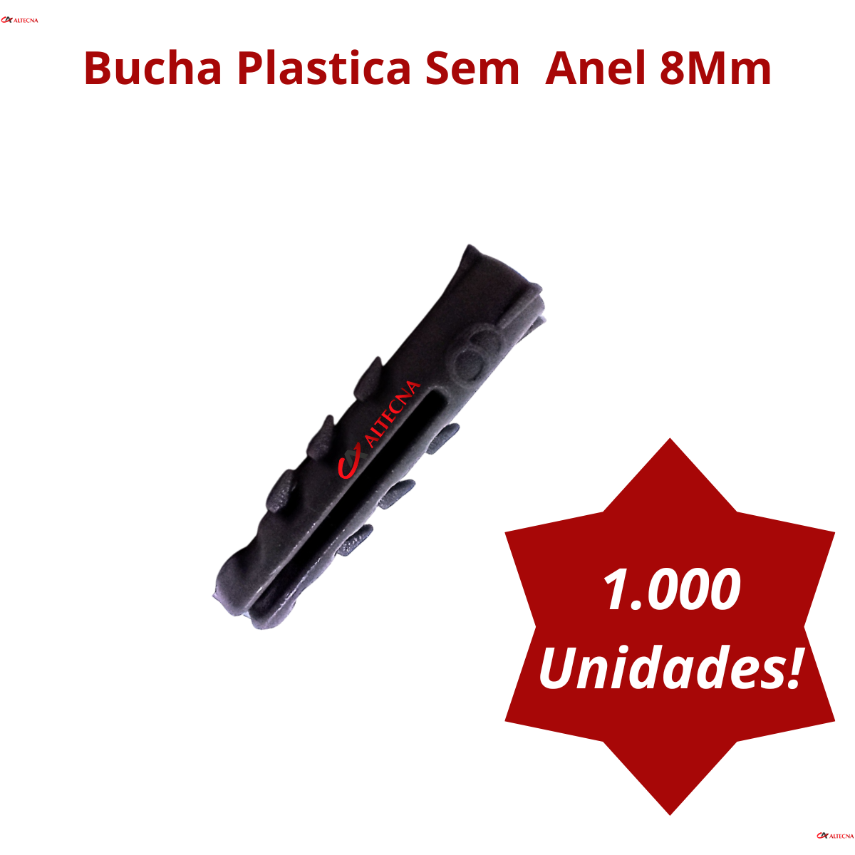 Bucha Plastica Fixação Sem Aba Anel 8Mm Com 1000 Pçs - 4