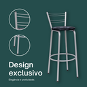 Ver imagem 4 de Kit 2 Banquetas para Balcão Flórida Prata Bistrô Ilhas Cozinha Gourmet Bares