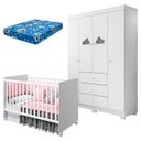 Ver imagem 1 de Berço Americano Tico e Guarda Roupa Infantil Ane Branco Brilho com Colchão Ortobom – Phoenix Baby