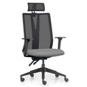 Ver imagem 2 de Kit 2 Cadeiras Escritório Giratória Presidente Flow F02 Base Preta Linho Cinza Escuro - Lyam Decor