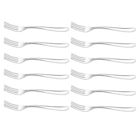 Conjunto 12 Garfos de Mesa Inox 19cm Turim Brinox Cozinha Almoço Jantar Servir Talher
