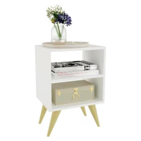 Mesa de Cabeceira Retro para Quarto Casal ou Solteiro Nicho Decoração 45x30,9x24,3 Cm (branco)