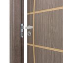 Ver imagem 4 de Kit Porta de Madeira Decorada 215x94cm com Batente de MDF Ultra 10cm Neblina MGM Marrom/Carvalho que