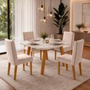 Ver imagem 1 de Sala de Jantar 90x90 Bela 4 Cadeiras Bom Pastor Naturale Off Bege