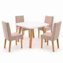 Ver imagem 6 de Sala de Jantar 90x90 Bela 4 Cadeiras Bom Pastor Naturale Off Bege