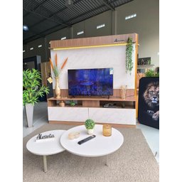 Estante Rack Home Painel Tv de até 50 55 65 Polegadas Mármore/ripado - 6