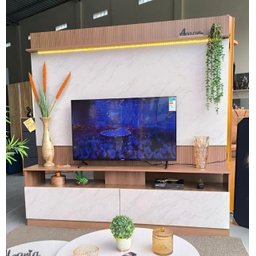 Estante Rack Home Painel Tv de até 50 55 65 Polegadas Mármore/ripado - 5