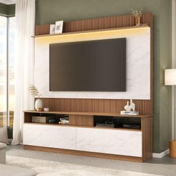 Estante Rack Home Painel Tv de até 50 55 65 Polegadas Mármore/ripado - 8