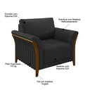 Ver imagem 5 de Kit Sofá Living 3 Lugares e Poltrona 102cm Pés Madeira Roya M22 PU Preto - Mpozenato
