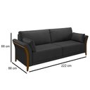Ver imagem 6 de Kit Sofá Living 3 Lugares e Poltrona 102cm Pés Madeira Roya M22 PU Preto - Mpozenato