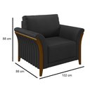 Ver imagem 7 de Kit Sofá Living 3 Lugares e Poltrona 102cm Pés Madeira Roya M22 PU Preto - Mpozenato