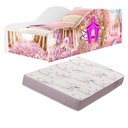 Ver imagem 1 de Mini Cama Carro Infantil Juvenil com Proteção Lateral de Mdf Adesivada Princesas + Colchão D18