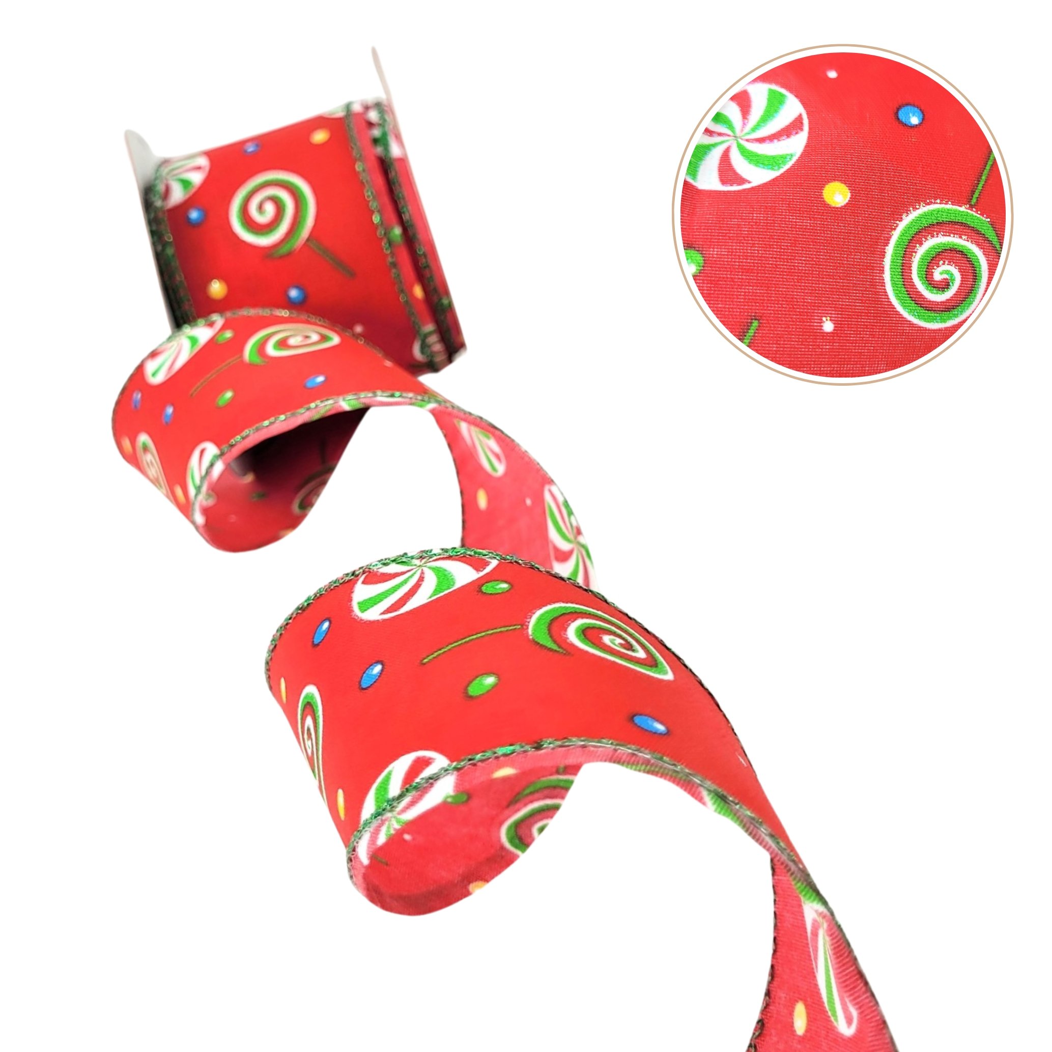 Fita Natalina Pirulito 6cmx9m Natal Decorativa Aramada - 1