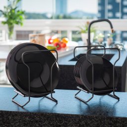 Suporte Organizador de Pratos para Bancada : Inventia Aer : Pintado Cor:preto - 2