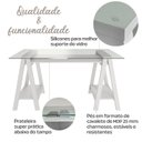 Ver imagem 5 de Escrivaninha Mesa Escritório com 2 Prateleiras 150cm Tampo de Vidro e Pés em Cavalete Elegante Branco Artany