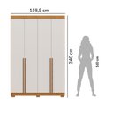 Ver imagem 7 de Guarda-Roupa Solteiro 4 Portas 2 Gavetas em MDF Lugano Off White/Cerejeira/Nevaska