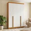 Ver imagem 1 de Guarda-Roupa Solteiro 4 Portas 2 Gavetas em MDF Lugano Off White/Cerejeira/Nevaska