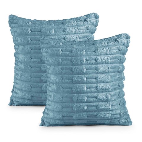 Kit 2 Capas de Almofada Casa Scarpa Polar Manta Ultrasoft com Ziper Decorativa Sofá Sala Quarto Azul